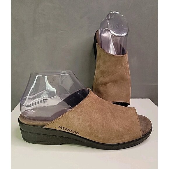 Mephisto Mobils Comfort Leather Wedge Sandals Size 7 EU 37 Air Relax Brown, EUC! - Picture 1 of 15
